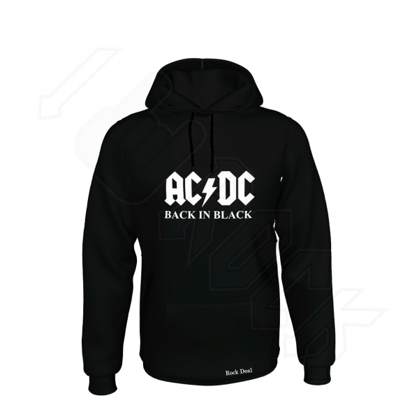 AC-DC Back In Black Unisex Φούτερ με Κουκούλα Μαύρο