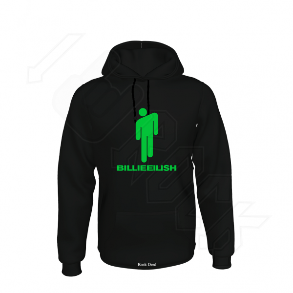 Billie Eilish Stickman Hoodie Unisex Φούτερ Μαύρο με Κουκούλα