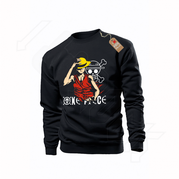 One Piece Monkey D.Luffy Φούτερ Unisex σε Μαύρο Χρώμα