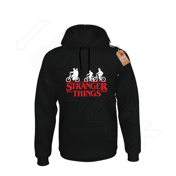 Stranger Things Unisex Φούτερ με κουκούλα Μαύρο