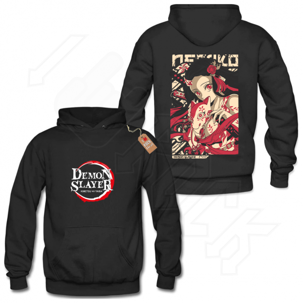 DEMON SLAYER NEZUKO  Hoodies Μαύρο με Στάμπα εμπρός και πίσω