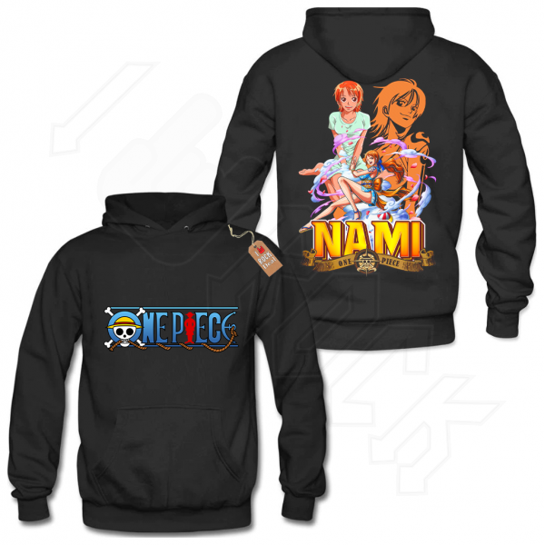 ONE PIECE NAMI Hoodies Μαύρο με Στάμπα εμπρός και πίσω