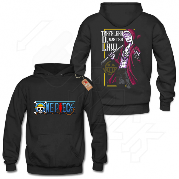 ONE PIECE Trafalgar D. Water Law  Hoodies Μαύρο με Στάμπα εμπρός και πίσω