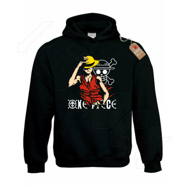 Monkey D.Luffy One Piece Φούτερ με Κουκούλα σε Μαύρο χρώμα
