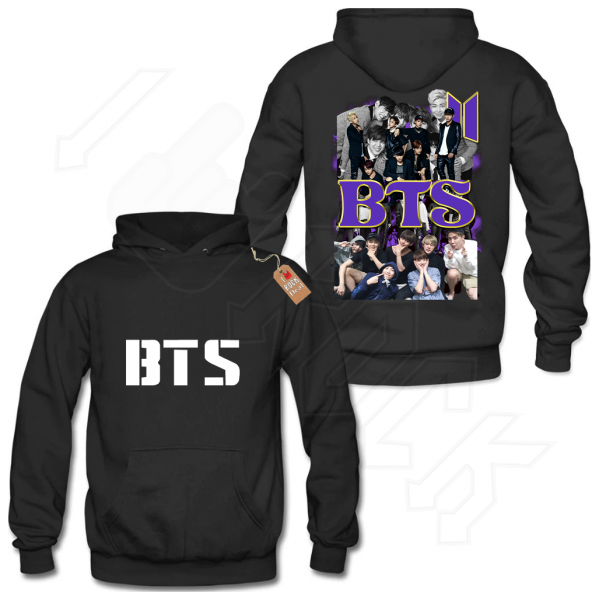 BTS Φούτερ παιδικό-Ενηλίκων με Κουκούλα σε Μαύρο χρώμα 