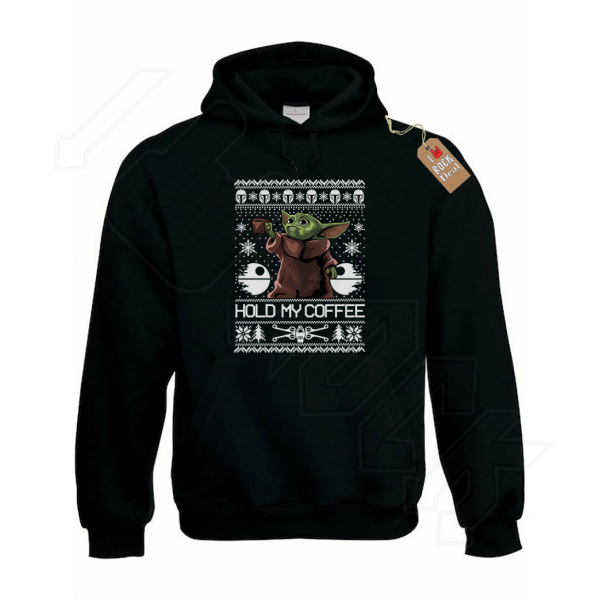Baby Yoda HOLD MY COFFEE  Hoodies σε Μαύρο Χρώμα