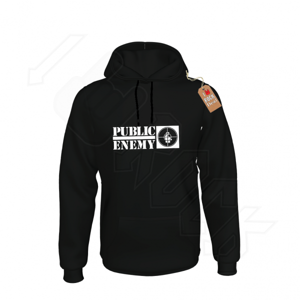 Public Enemy Unisex Φούτερ Μαύρο με Κουκούλα
