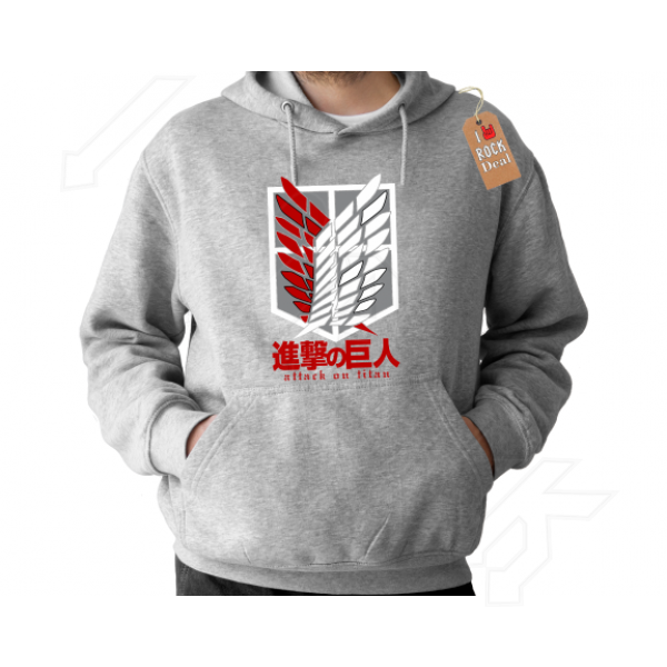 Attack Titan Hoddies Unisex σε Γκρι Χρώμα