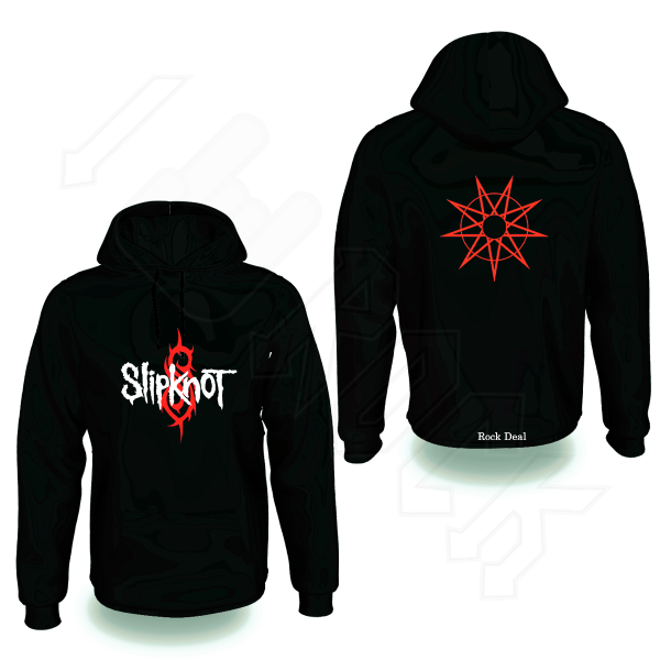 Slipknot Ανδρικό Φούτερ με Κουκούλα Μαύρο Με Στάμπα Εμπρός Και Πίσω