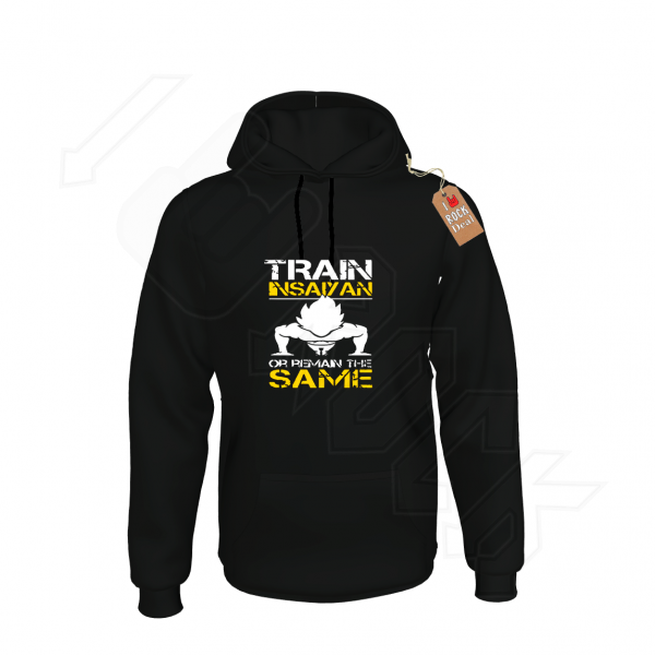 Train Insaiyan Or Remain The Same, Dragon Ball Unisex Φούτερ με Κουκούλα Μαύρο