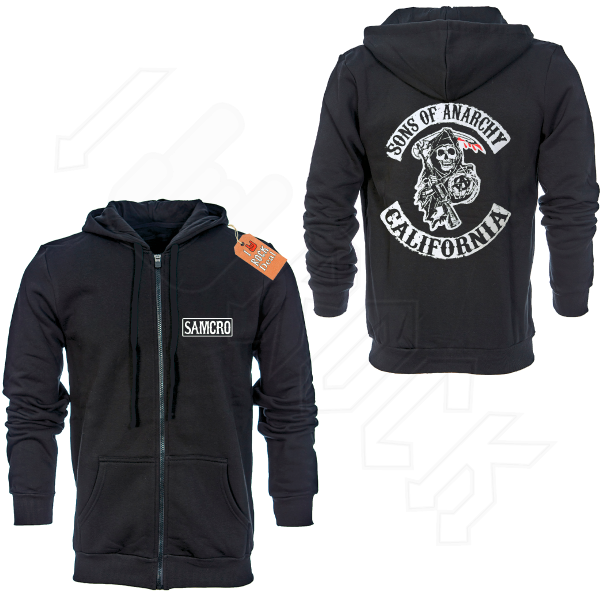 Sons of Anarchy Samcro Ζακέτα Φούτερ με Κουκούλα σε Μαύρο