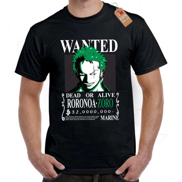 One Piece RORONOA ZORO Wanted T-Shirt Μαύρο