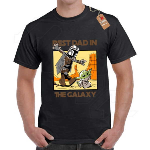 BEST DAD IN GALAXY  STAR WARS Mandalorian T-Shirt σε Μαύρο Χρώμα