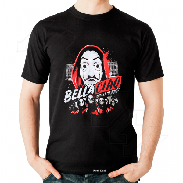 BELLA CIAO LA CASA DE PAPEL T-Shirt Μαύρο