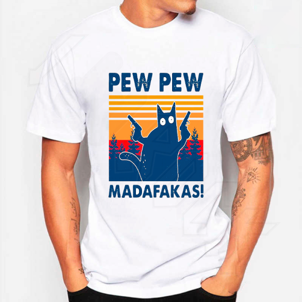 Pew Pew Madafakas Funny T Shirt Λευκό sublimation