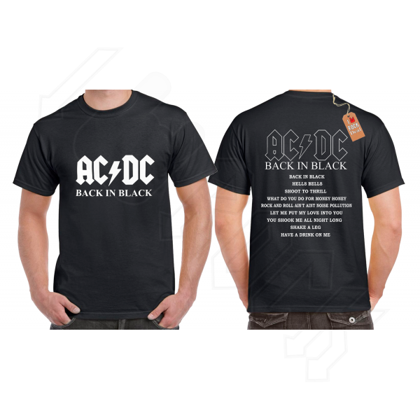ACDC Back in Black double sided  T-shirt Μαύρο