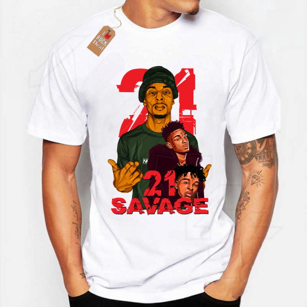 21 SAVAGE Hip Hop T-Shirt Λευκό