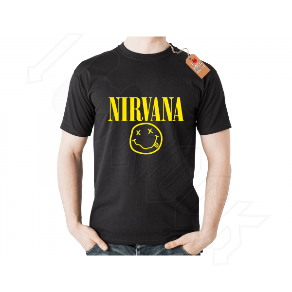 Nirvana T-Shirt Μαύρο Στάμπα Βινυλίου