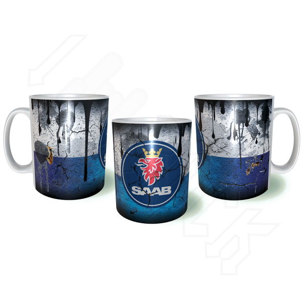 SAAB Λερωμένη Σκουριασμένη Κεραμική Κούπα 11oz 