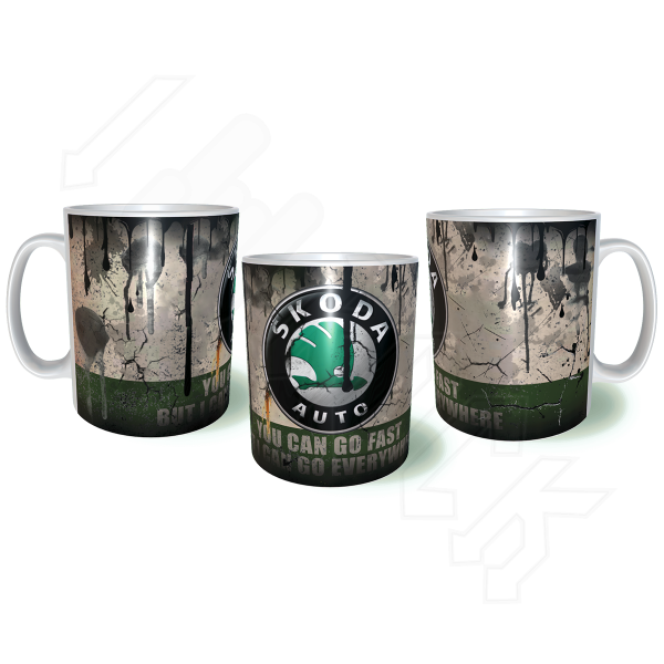 SKODA Λερωμένη Σκουριασμένη Κεραμική Κούπα 11oz 