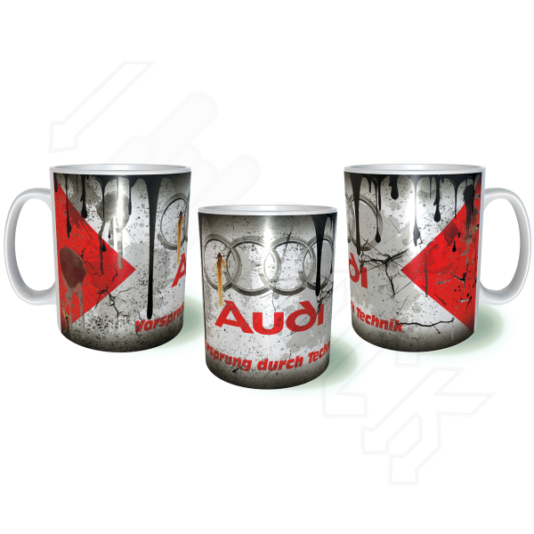 AUDI Λερωμένη Σκουριασμένη Κεραμική Κούπα 11oz 