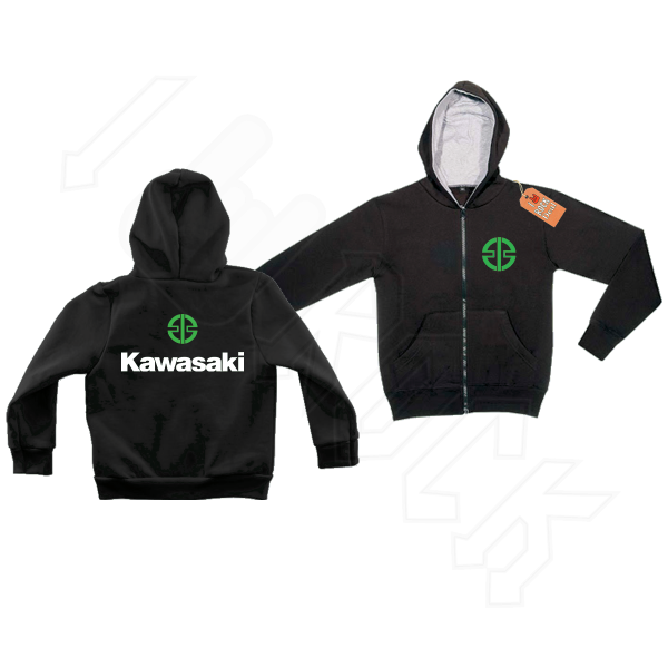 Kawasaki Ζακέτα Φούτερ με Κουκούλα Παιδικό Μαύρο