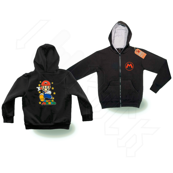 Super Mario Ζακέτα Φούτερ με Κουκούλα Παιδικό Μαύρο