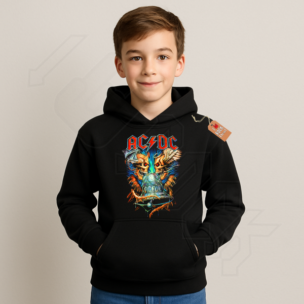 ACDC BELLS Παιδικό Φούτερ με Κουκούλα σε Μαύρο