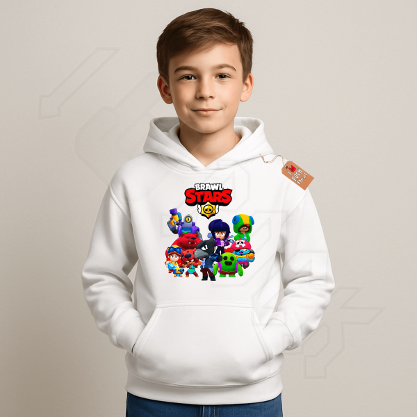 BRAWL STARS παιδικό φούτερ με κουκούλα σε άσπρο χρώμα