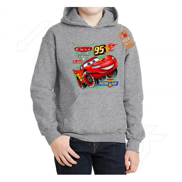 Cars 95 Κεραυνός Μακουίν Παιδικό Φούτερ με κουκούλα σε Γκρί χρώμα