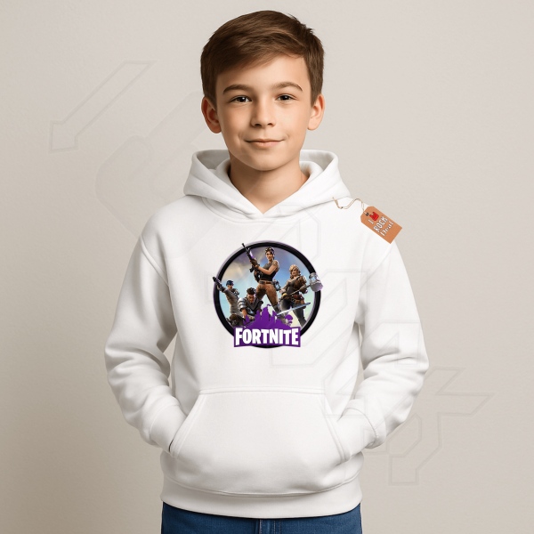 FORTNITE παιδικό φούτερ με κουκούλα σε άσπρο χρώμα