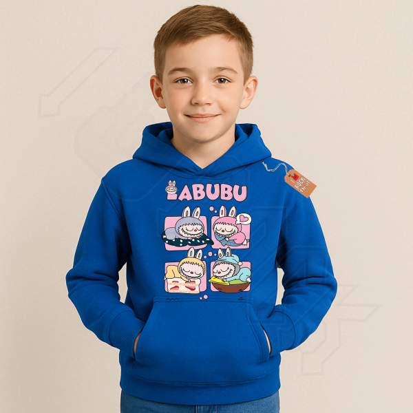 LABUBU MONSTERS παιδικό φούτερ με κουκούλα σε μπλέ ρουά χρώμα