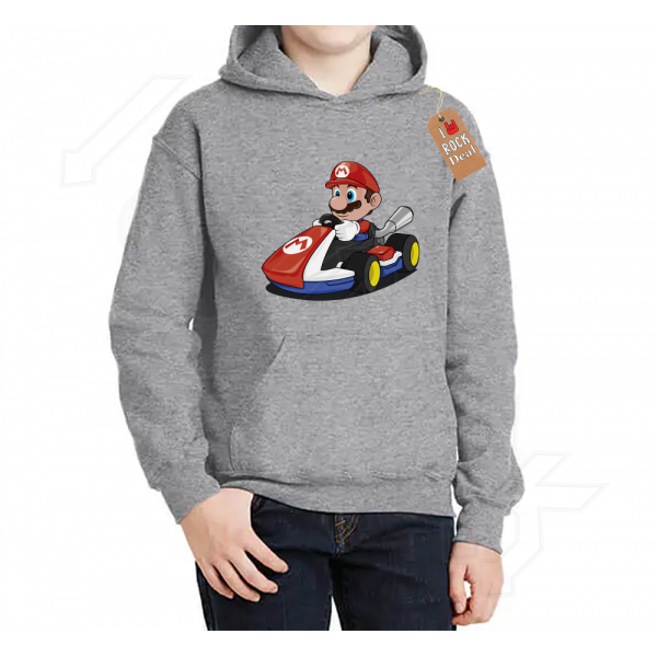 SUPER MARIO Καρτ Παιδικό Φούτερ με κουκούλα σε Γκρί χρώμα