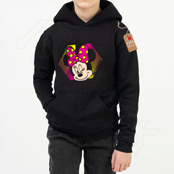 ΜΙΝΙ "Mini Mouse" Παιδικό Φούτερ με κουκούλα σε Μαύρο χρώμα