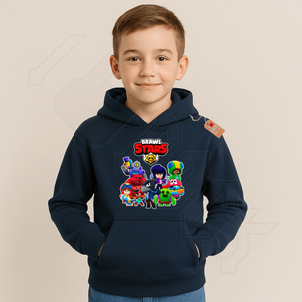 BRAWL STARS παιδικό φούτερ με κουκούλα σε μπλε Navy χρώμα