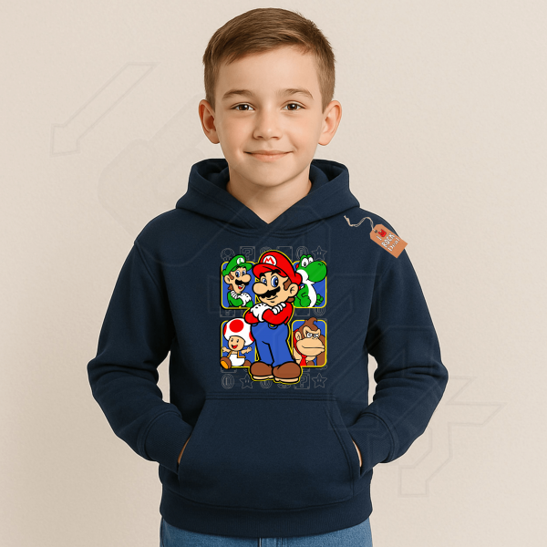 SUPER MARIO παιδικό φούτερ με κουκούλα σε μπλε Navy χρώμα