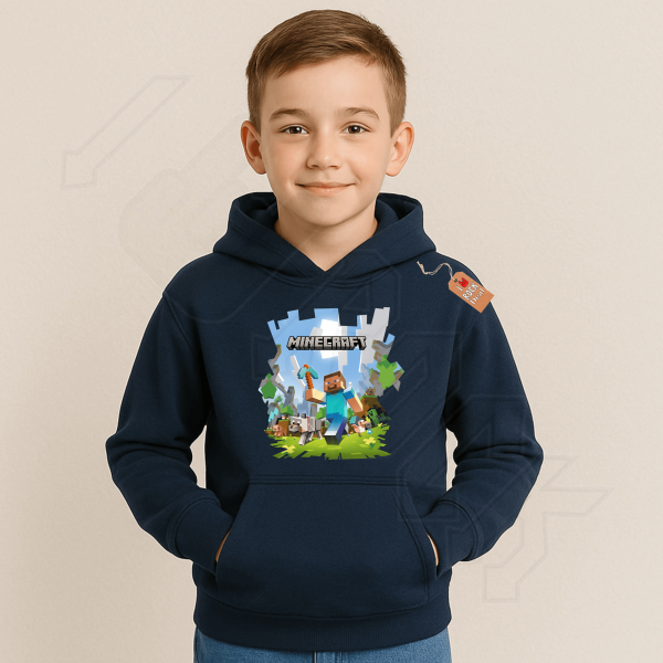 MINECRAFT παιδικό φούτερ με κουκούλα σε μπλε Navy χρώμα