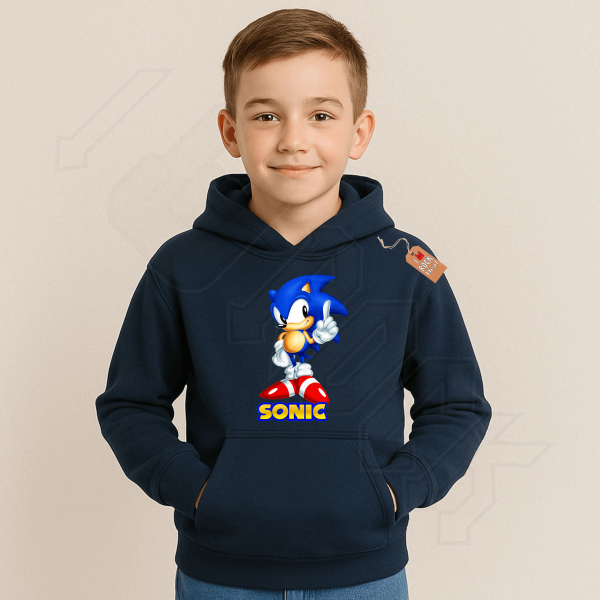 SONIC παιδικό φούτερ με κουκούλα σε μπλε Navy χρώμα