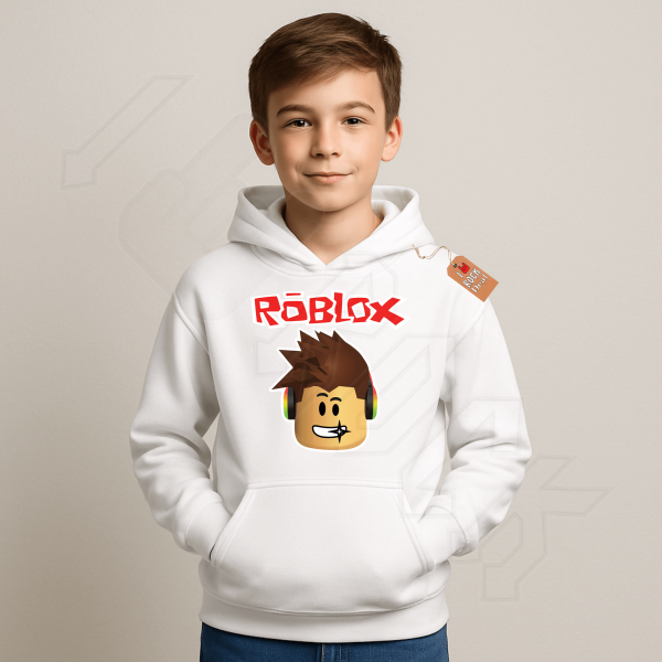 ROBLOX παιδικό φούτερ με κουκούλα σε άσπρο χρώμα