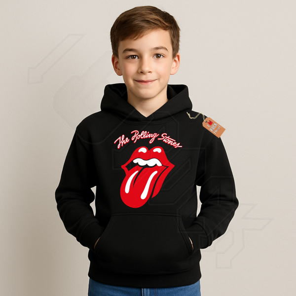 ROLLING STONES Παιδικό Φούτερ με Κουκούλα σε Μαύρο