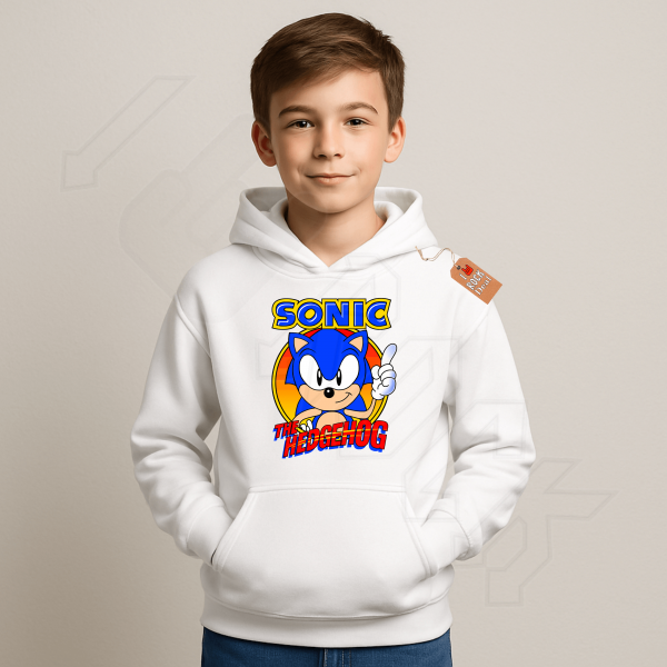 SONIC THE HEDGEHOG παιδικό φούτερ με κουκούλα σε άσπρο χρώμα