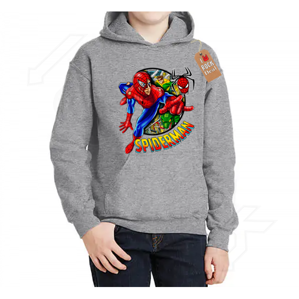 SPIDERMAN Super Heroes Παιδικό Φούτερ με κουκούλα σε Γκρί χρώμα