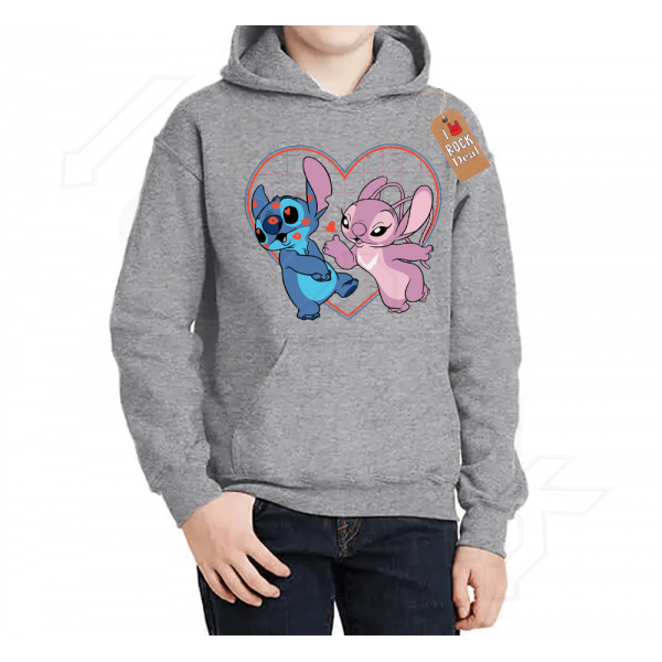 Stitch & Angel Φούτερ Με Κουκούλα Γκρί παιδικό