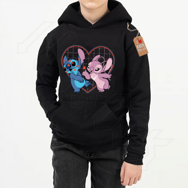 Stitch & Angel Φούτερ Με Κουκούλα Μαύρο παιδικό